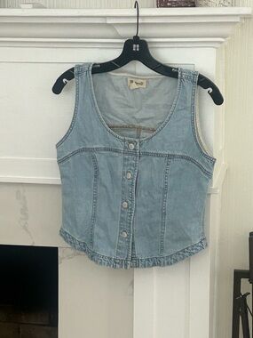 Madewell Light Wash Denim Button-Front Tank